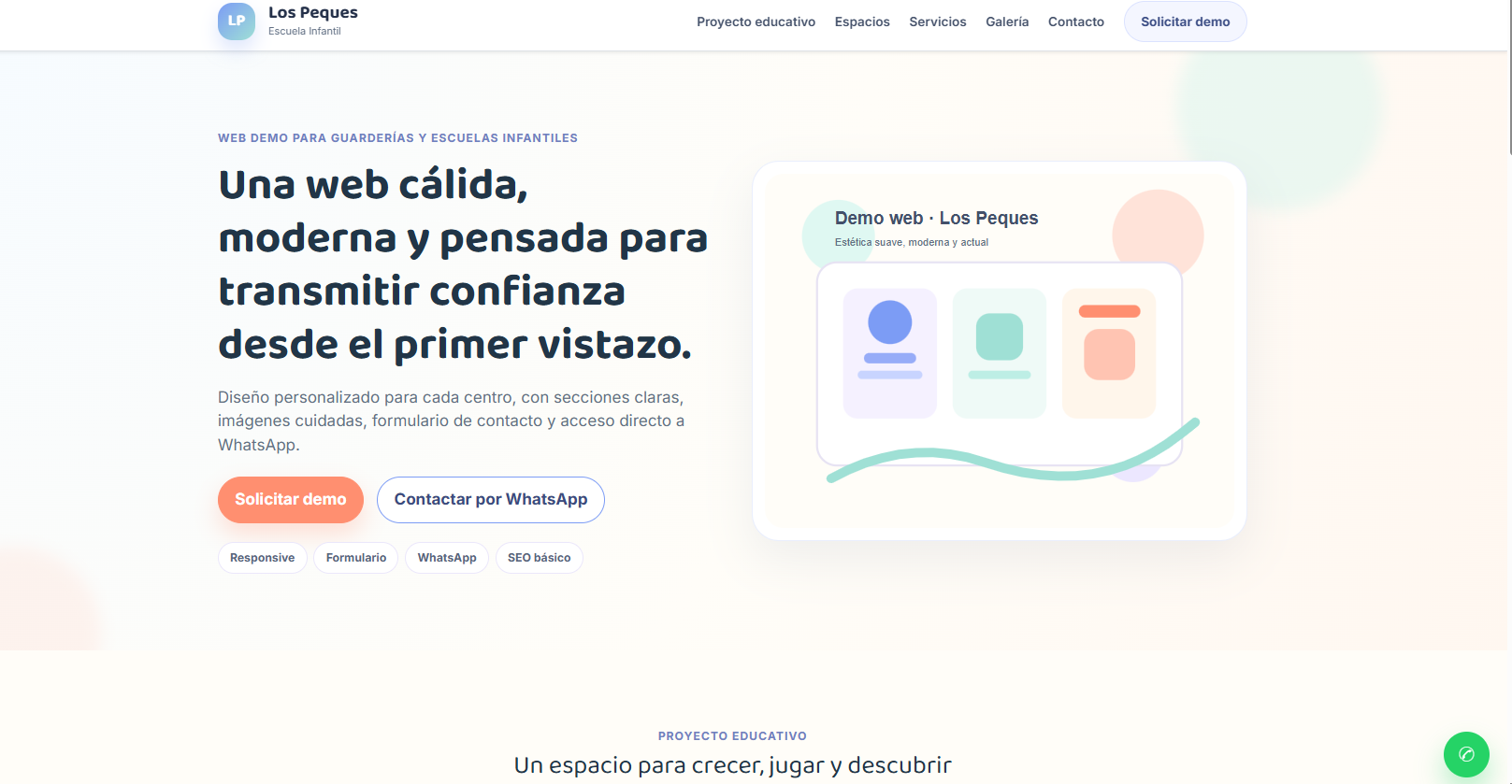 Captura demo Escuela Infantil Los Peques