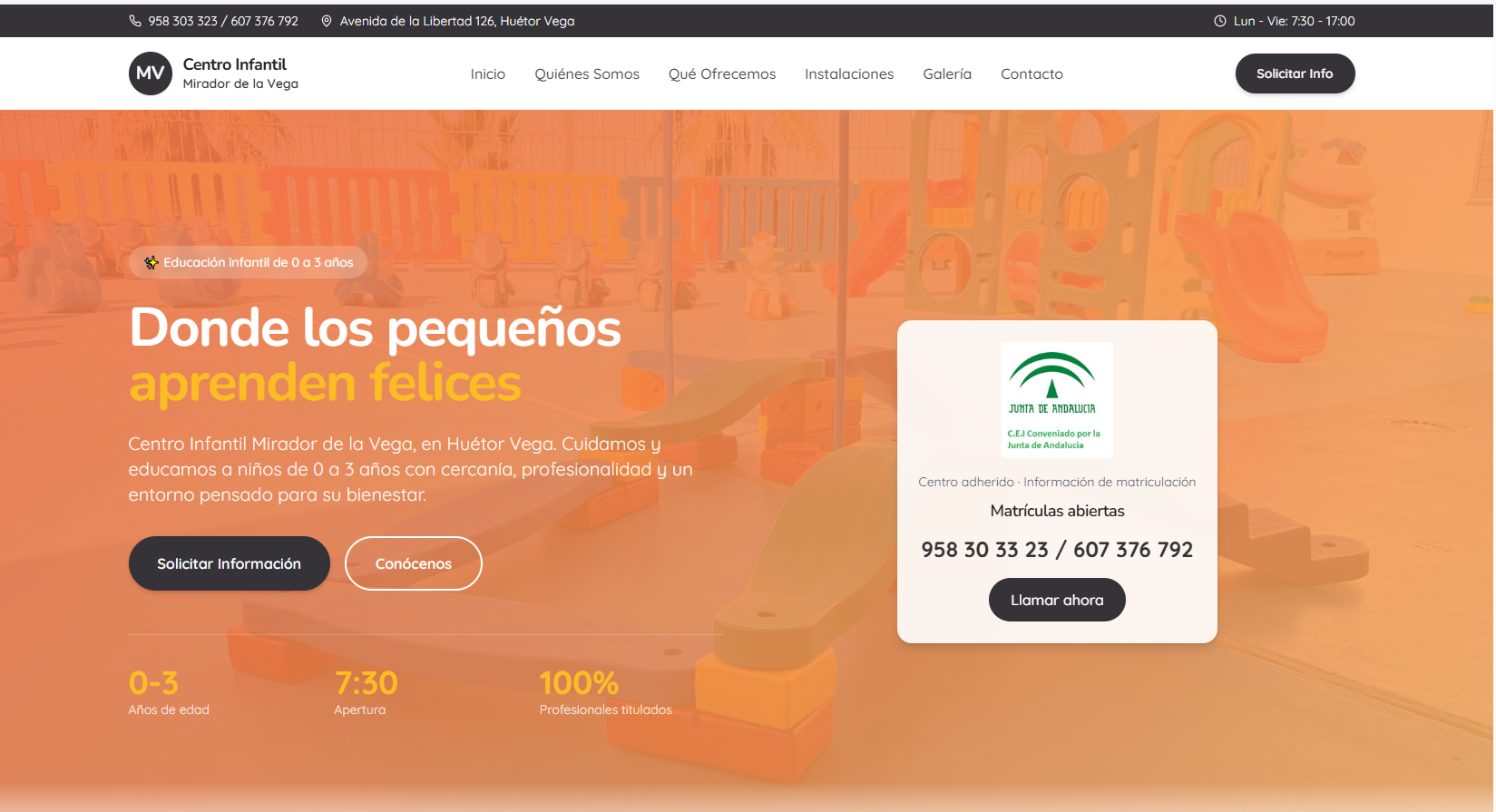 Captura web Centro Infantil Mirador de la Vega